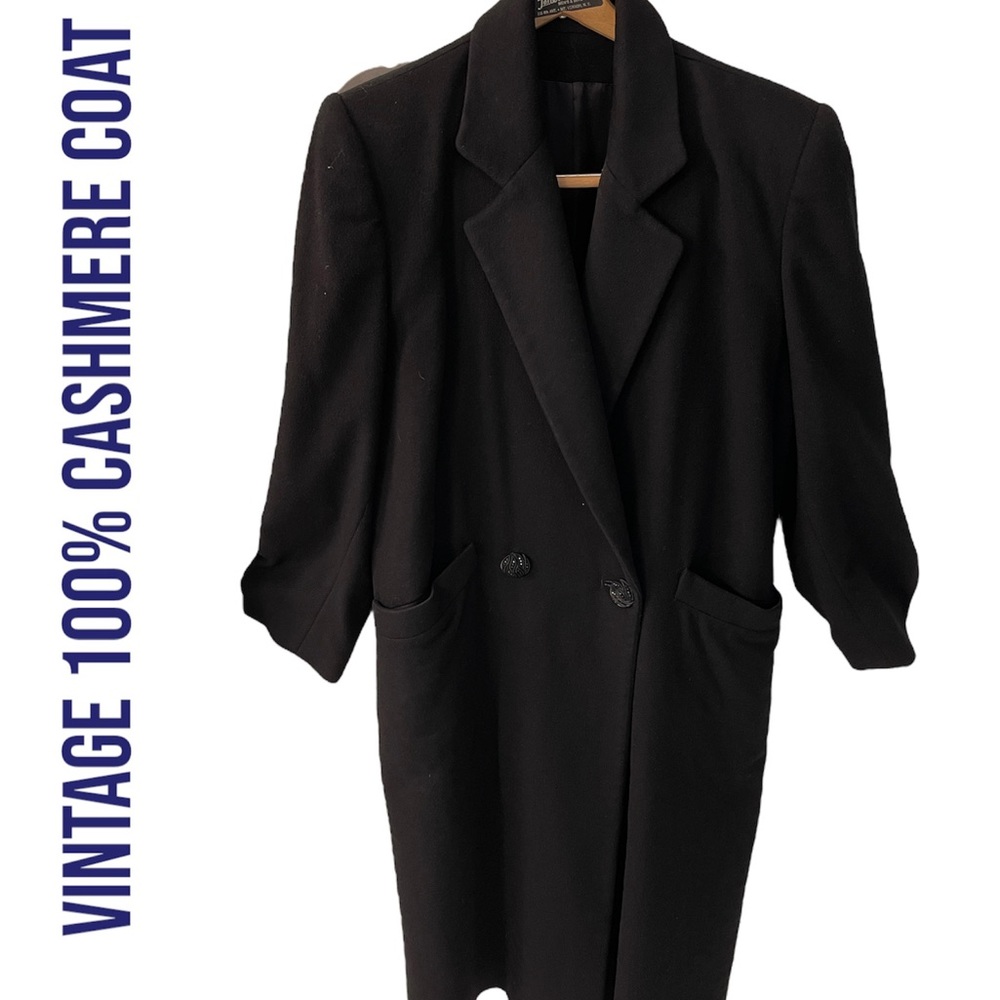 VINTAGE 100% LADIES FLEURETTE BLACK FULL LENGTH CASHMERE COAT